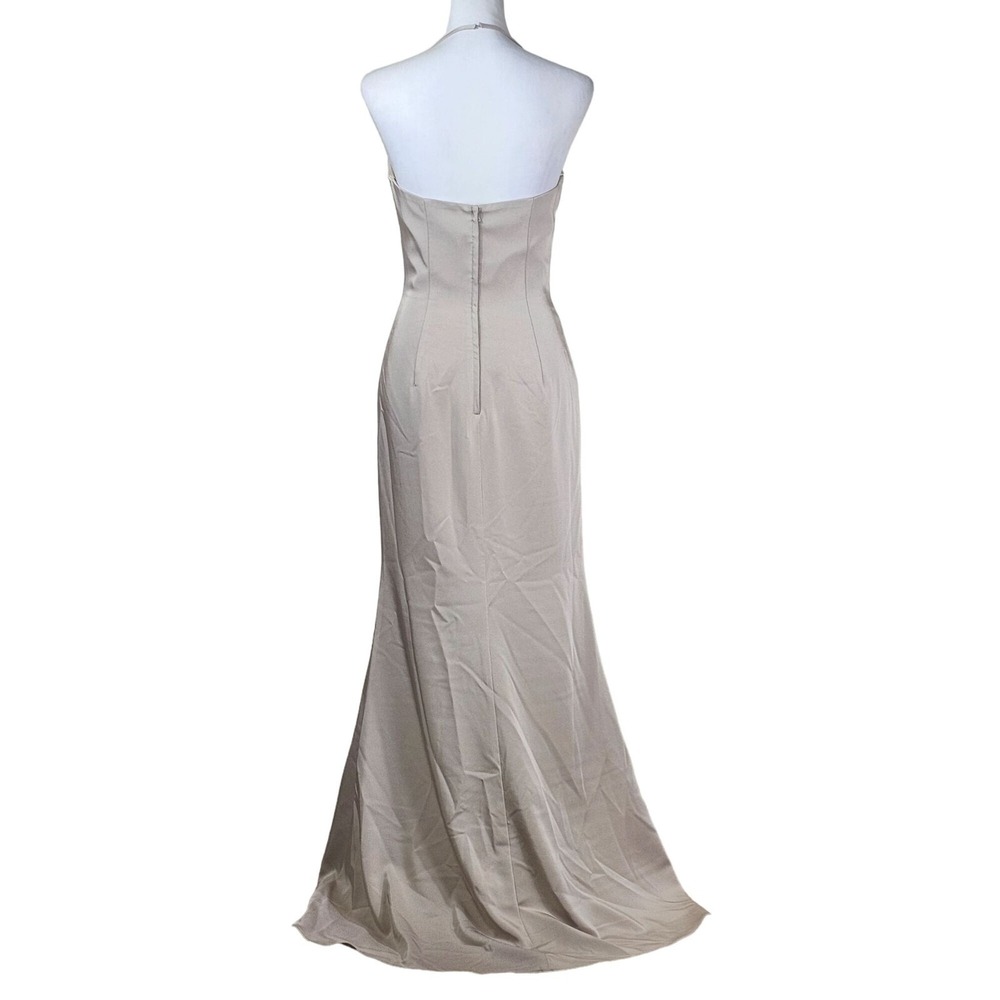 Allure Sweetheart Halter Floor Length Dress 6 Beige Formal Bridesmaids Wedding - Picture 2 of 12